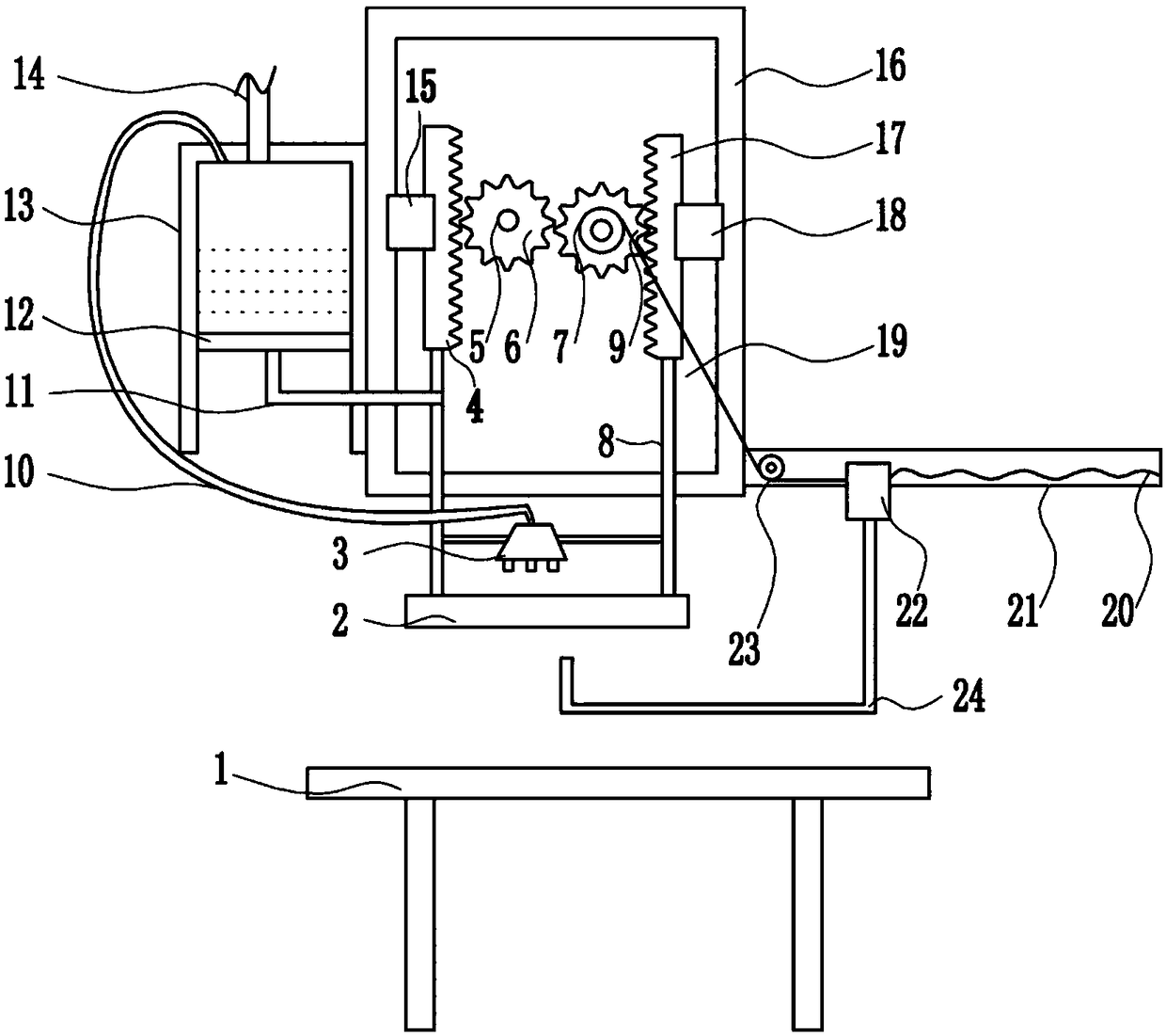 A shoe upper positioning line printing device for shoe making