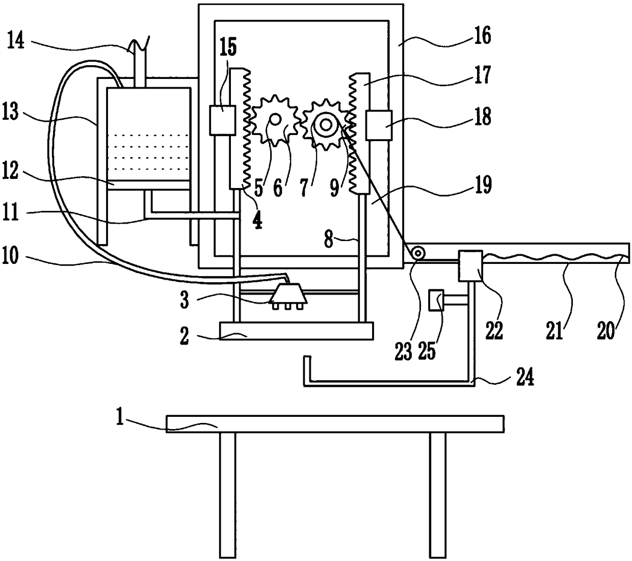 A shoe upper positioning line printing device for shoe making