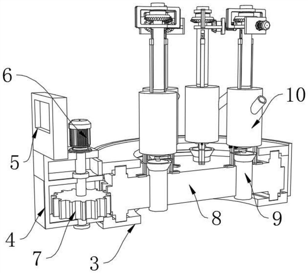 Batching and stirring integrated dry film production device convenient for quantitative feeding in batches