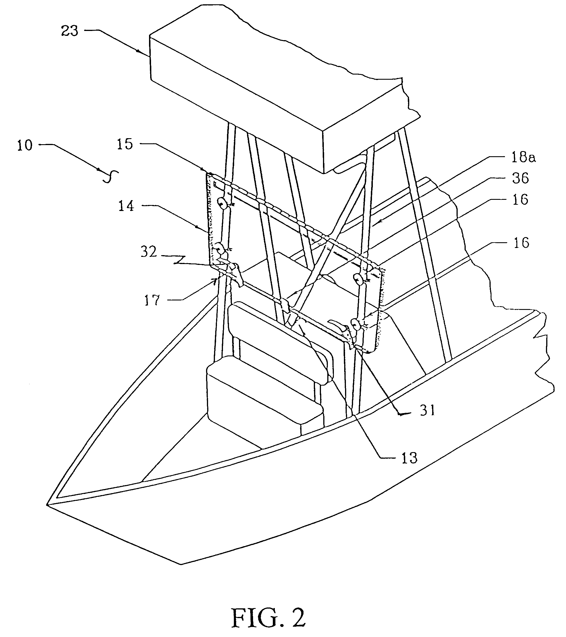 Foldable windshield for T-top watercraft