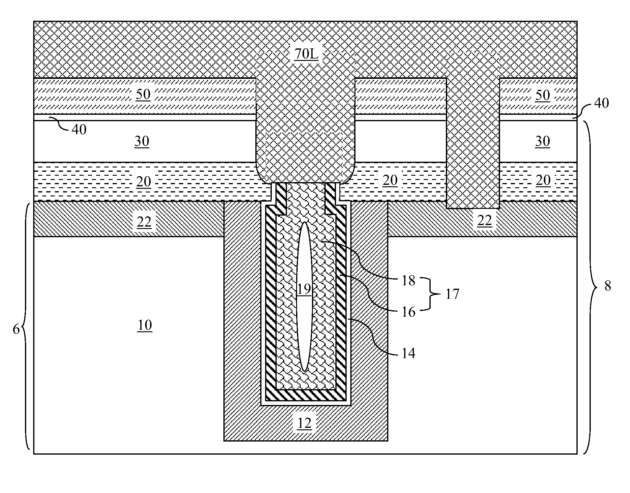 Simultaneous buried strap and buried contact via formation for SOI deep trench capacitor