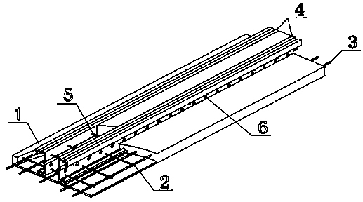 Prefabricated concrete bottom plate with stiffening cold-bending thin wall type steel ribs and made composite slab