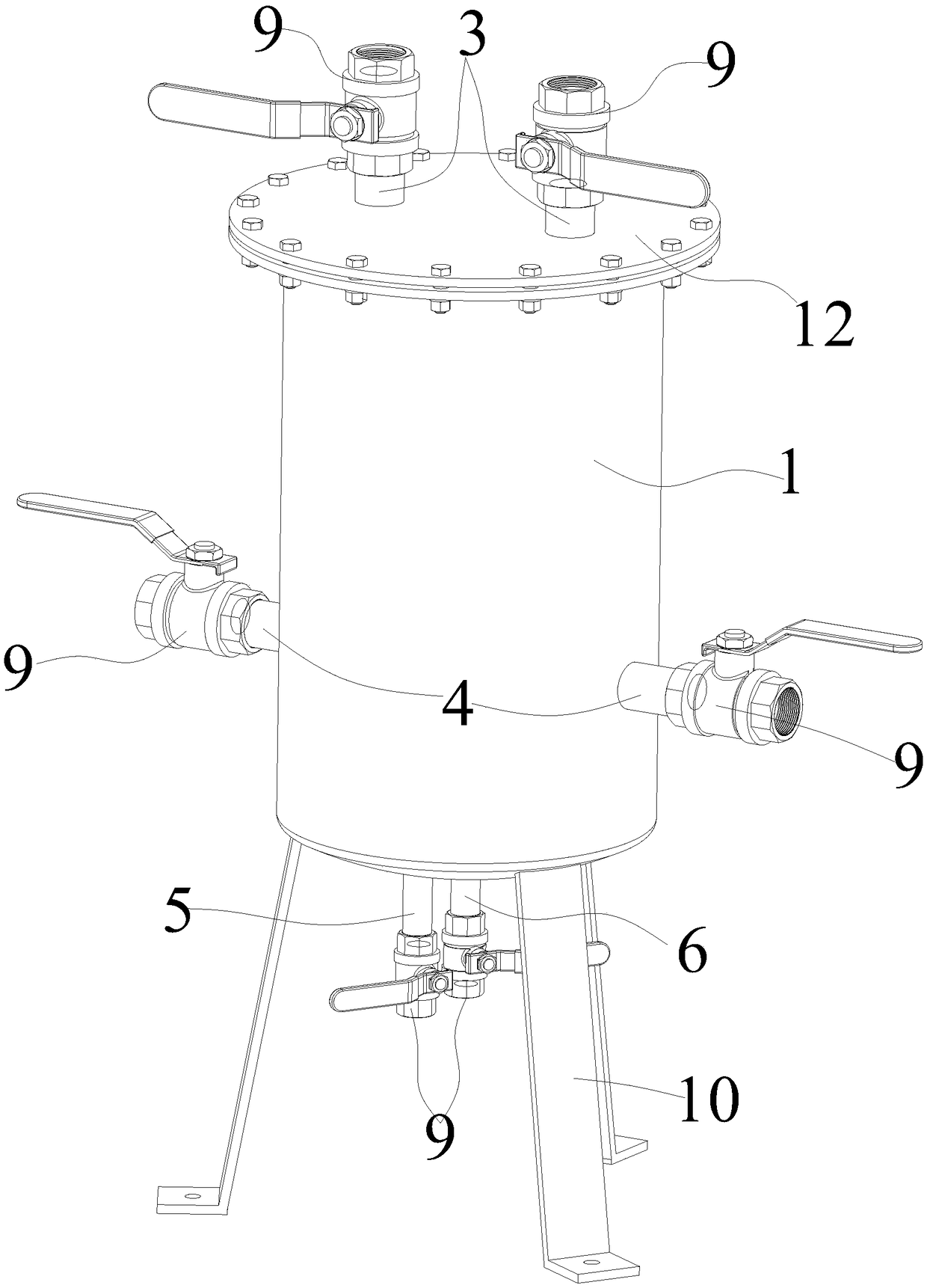 Water gas filtration device