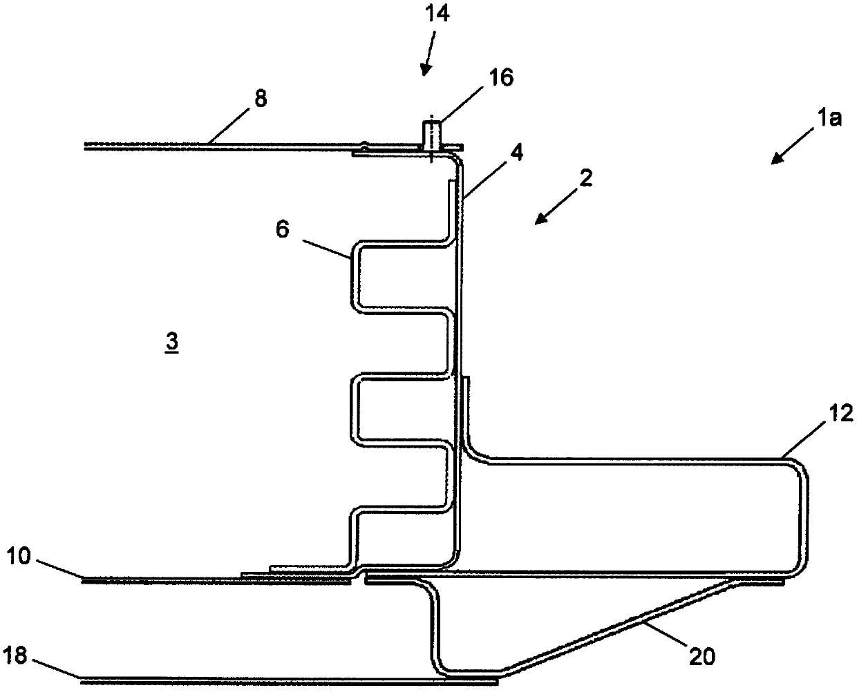 Battery case with lateral reinforcement