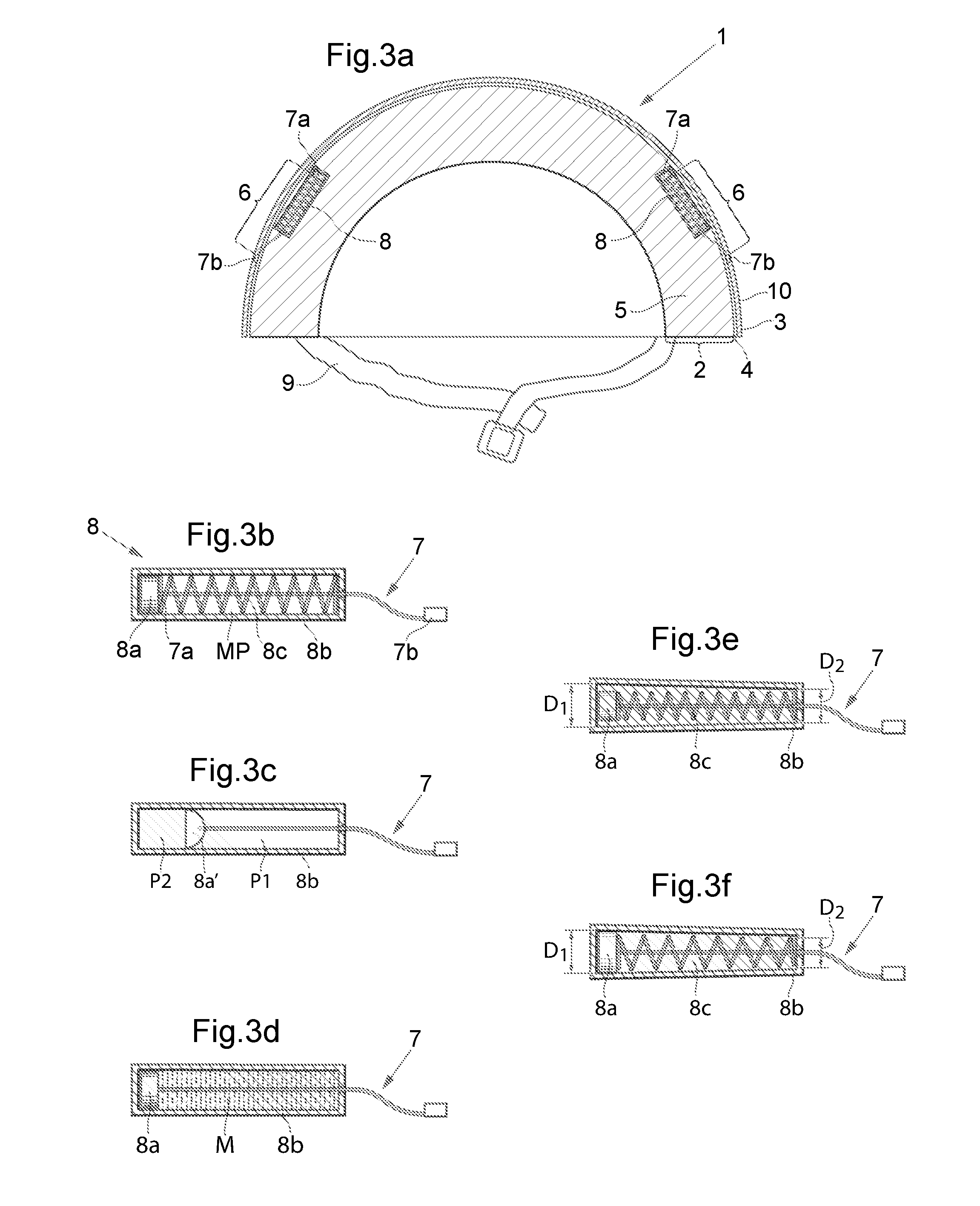 Connecting arrangement and helmet comprising such a connecting arrangement