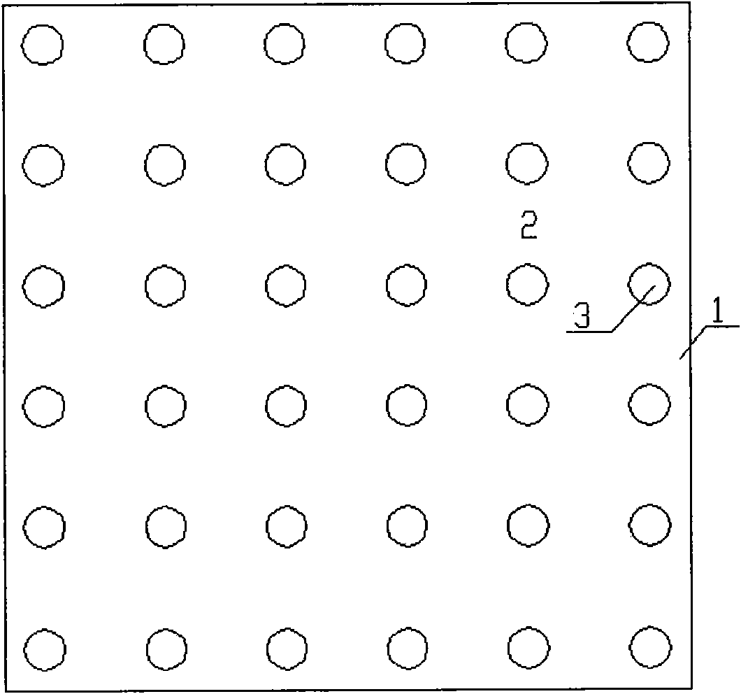 Perforated glass plate and structure using same