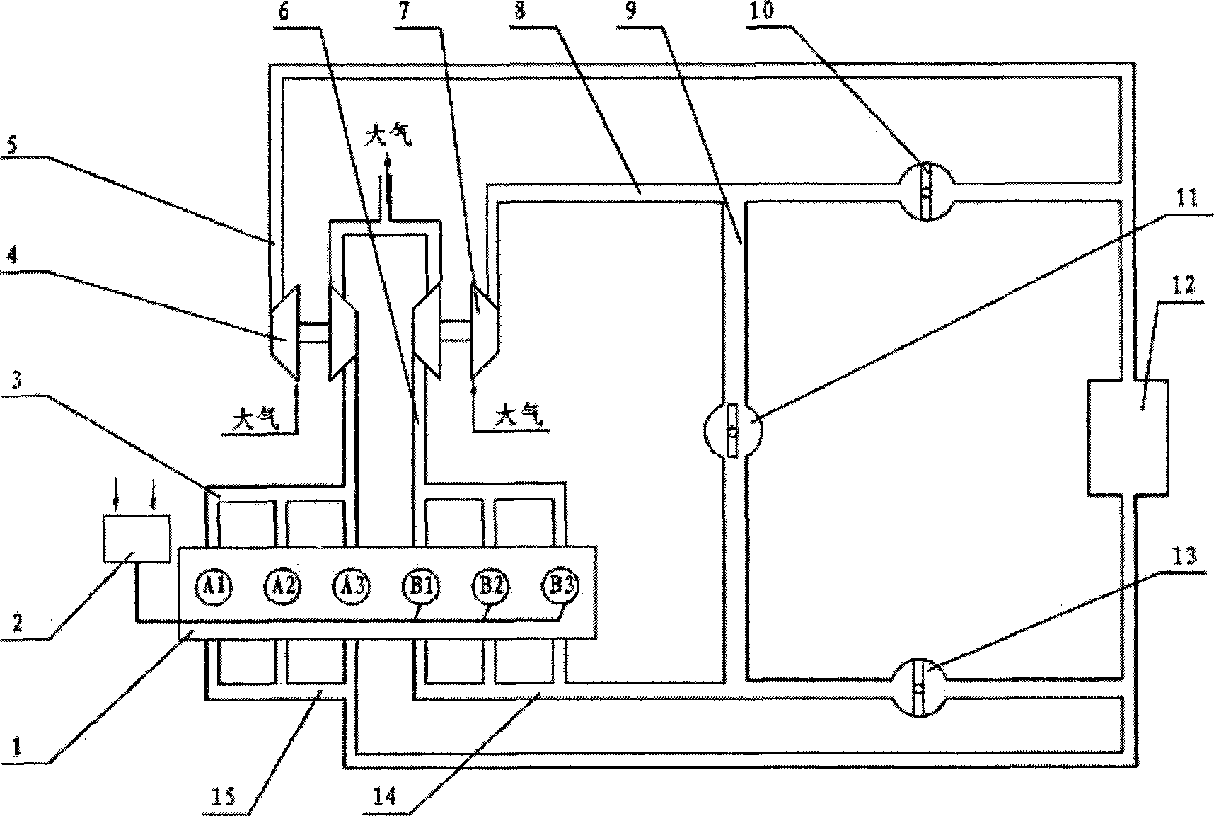 Diesel engine cylinder fuel-cut oil-saving system with twin-pressure charging system and pressure relief device