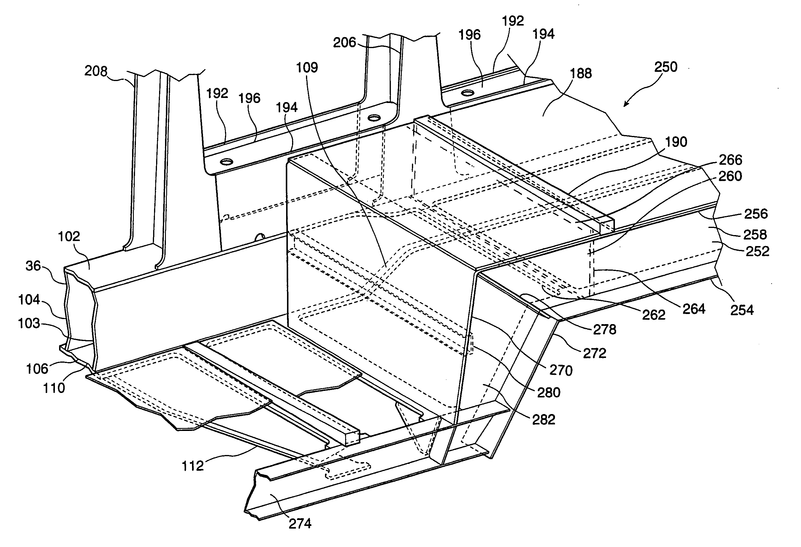 Dropped deck center beam rail road car