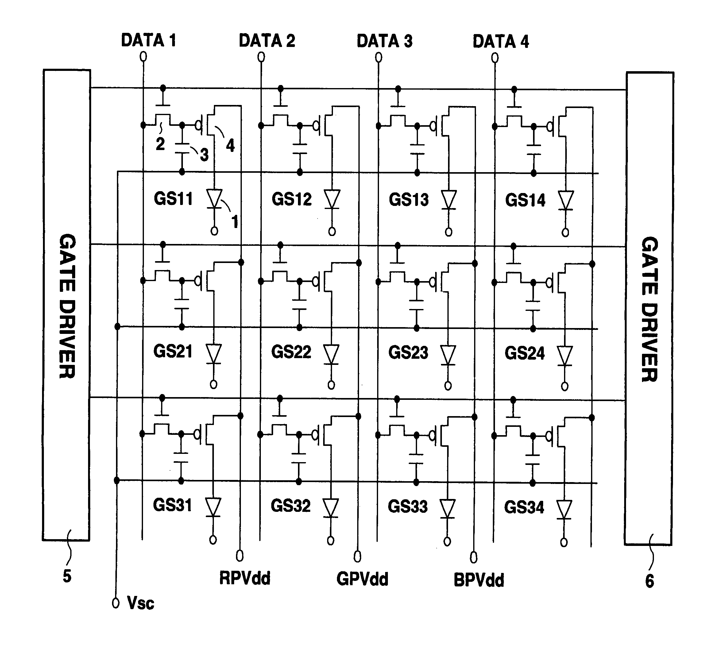 Active matrix type electroluminescence display device