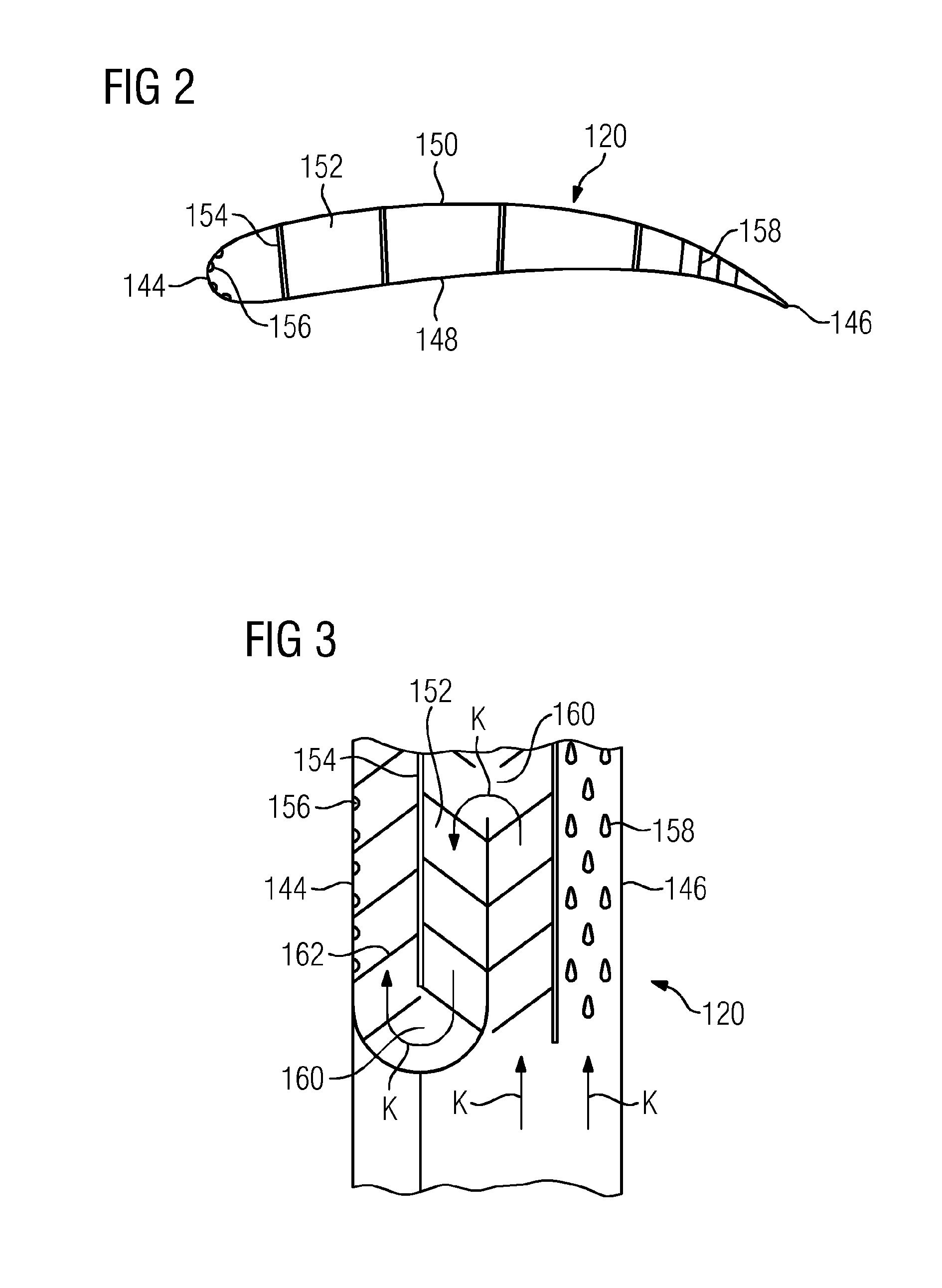 Turbine blade having heat sinks that have the shape of an aerofoil profile