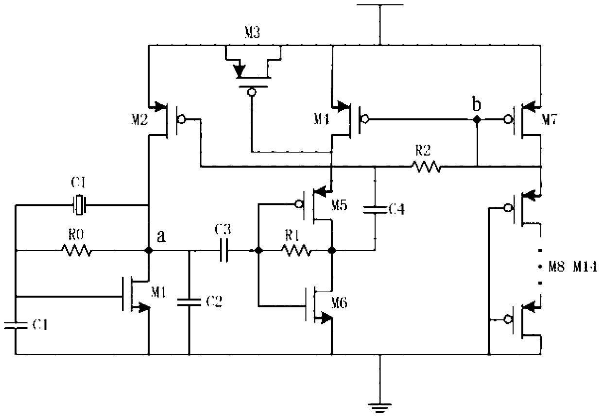 Fast oscillation starting crystal oscillator