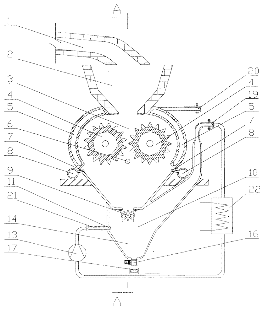 Blast furnace slag granulation and waste heat recovery device