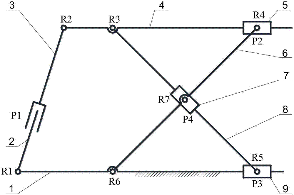 Plane two-freedom-degree parallel mechanism containing coupled branch chain