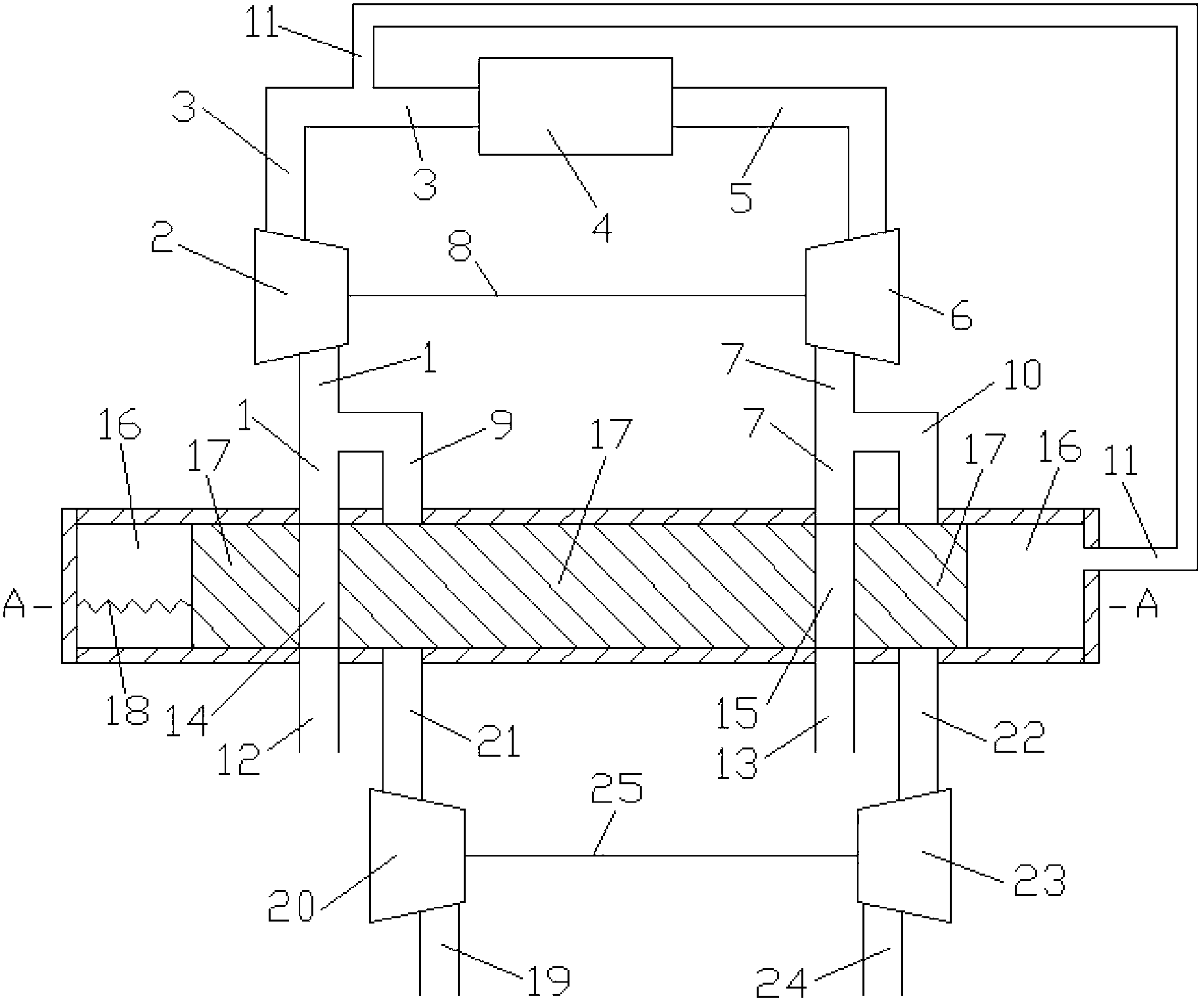 Air inlet and outlet series system with adjustable air inlet pressure