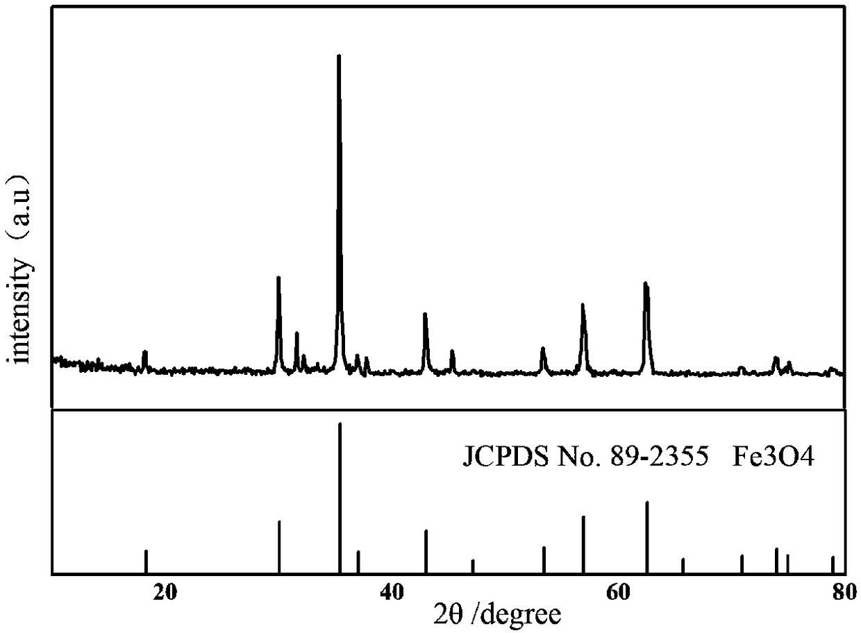 In-situ nano Fe3O4@C composite porous lithium ion battery anode material and preparation method thereof