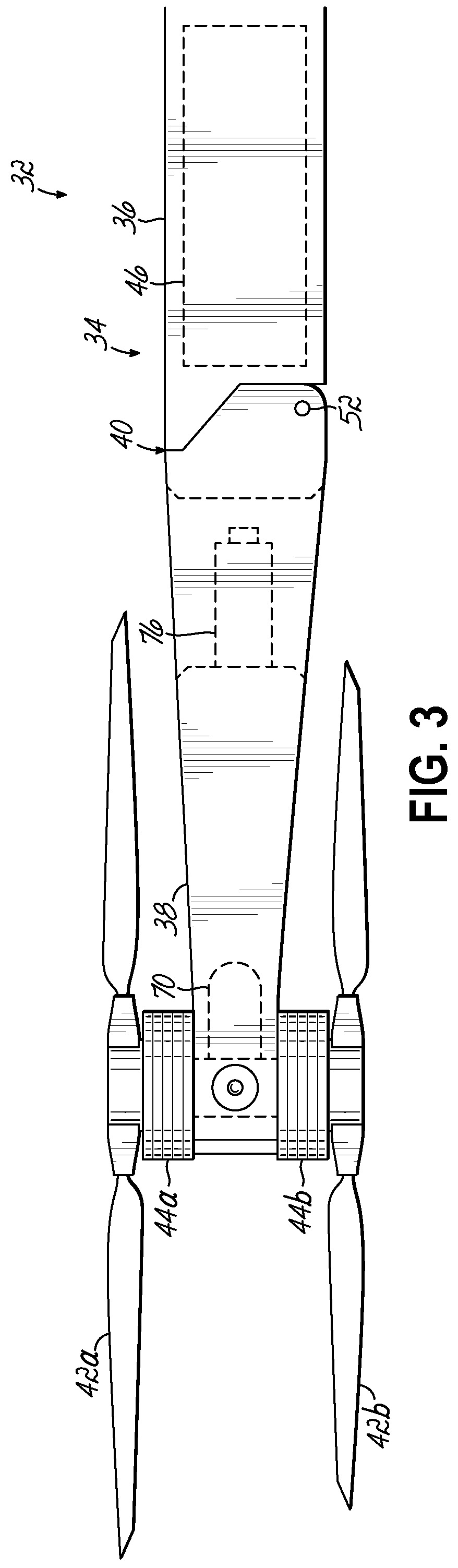 Auxiliary power system for rotorcraft with folding propeller arms and crumple zone loading gear