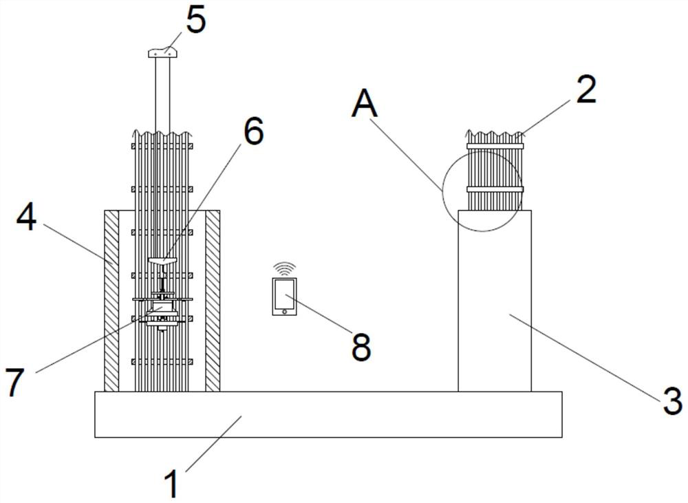 Pier column protective layer thickness detection adjusting device