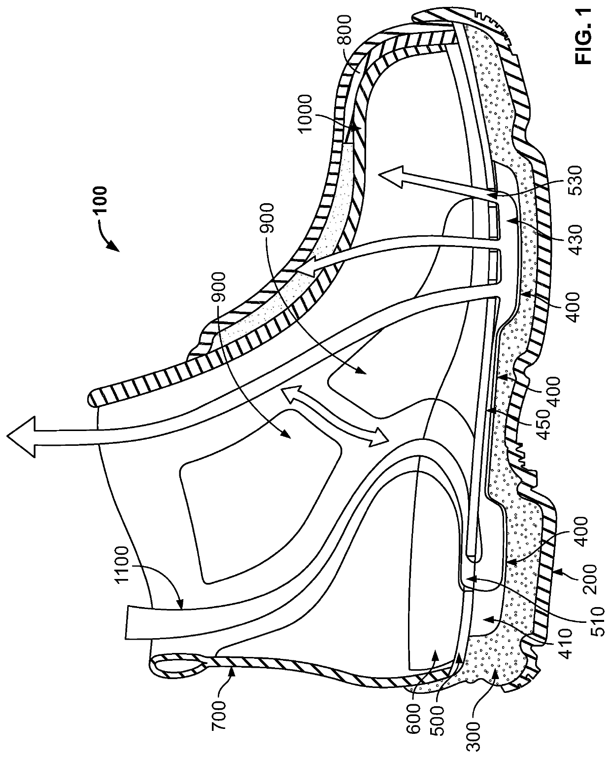 Waterproof boot with internal convection system