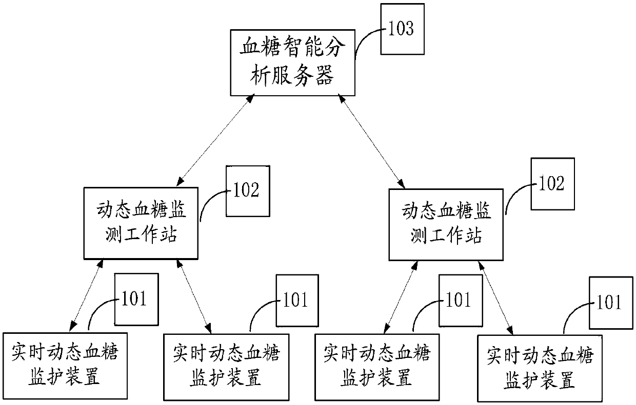 Type 2 diabetes monitoring system based on blood glucose monitoring and application in disease monitoring system