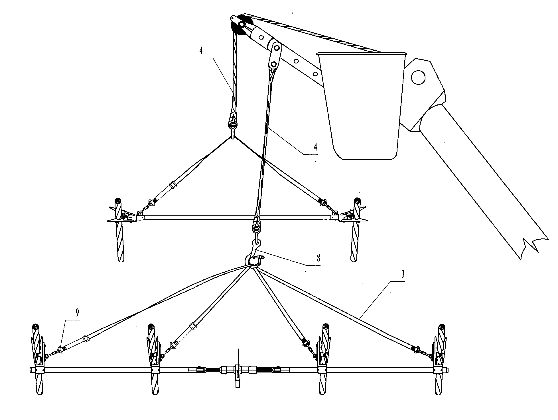 Lead wire brace rod for double-circuit lines on same pole