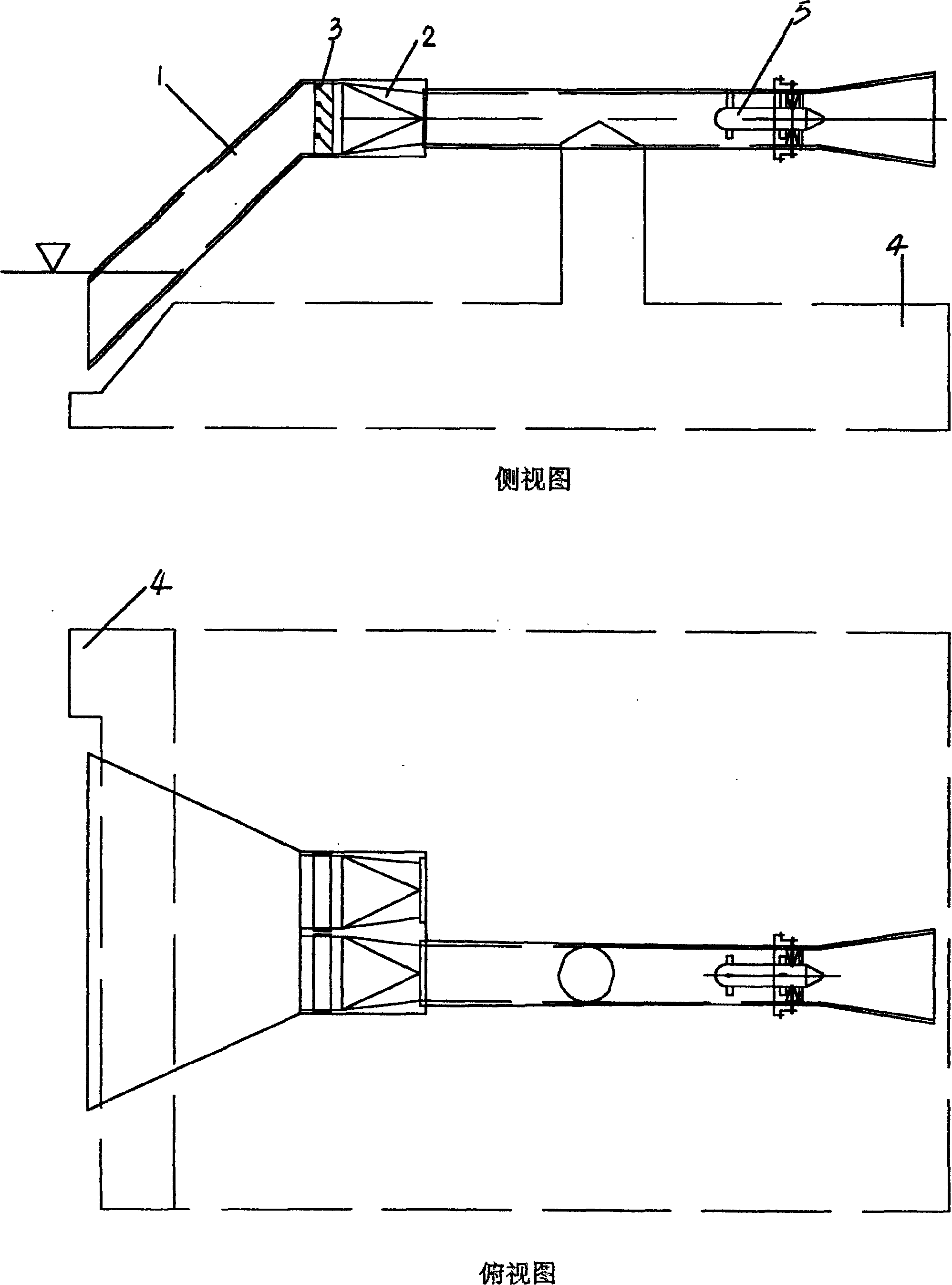 Air chamber oblique laying in shore type one-directional stable airflow wave energy electric power generating apparatus