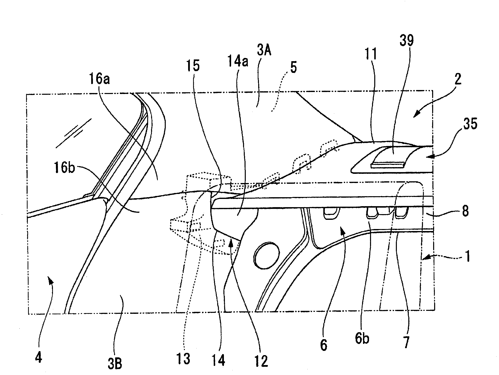 Rear tray mounting structure