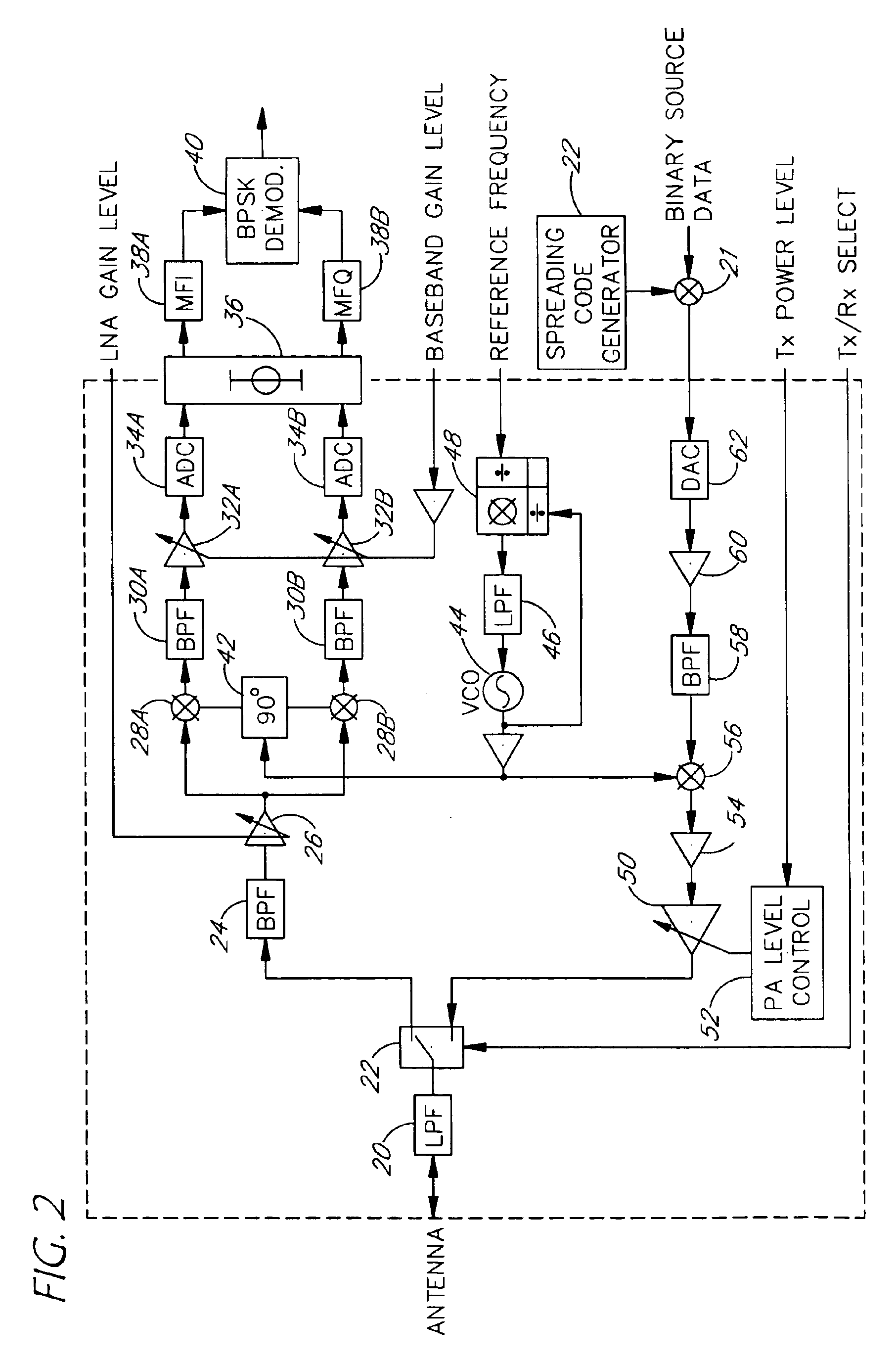 Frequency hopping spread spectrum modulation and direct sequence spread spectrum modulation cordless telephone