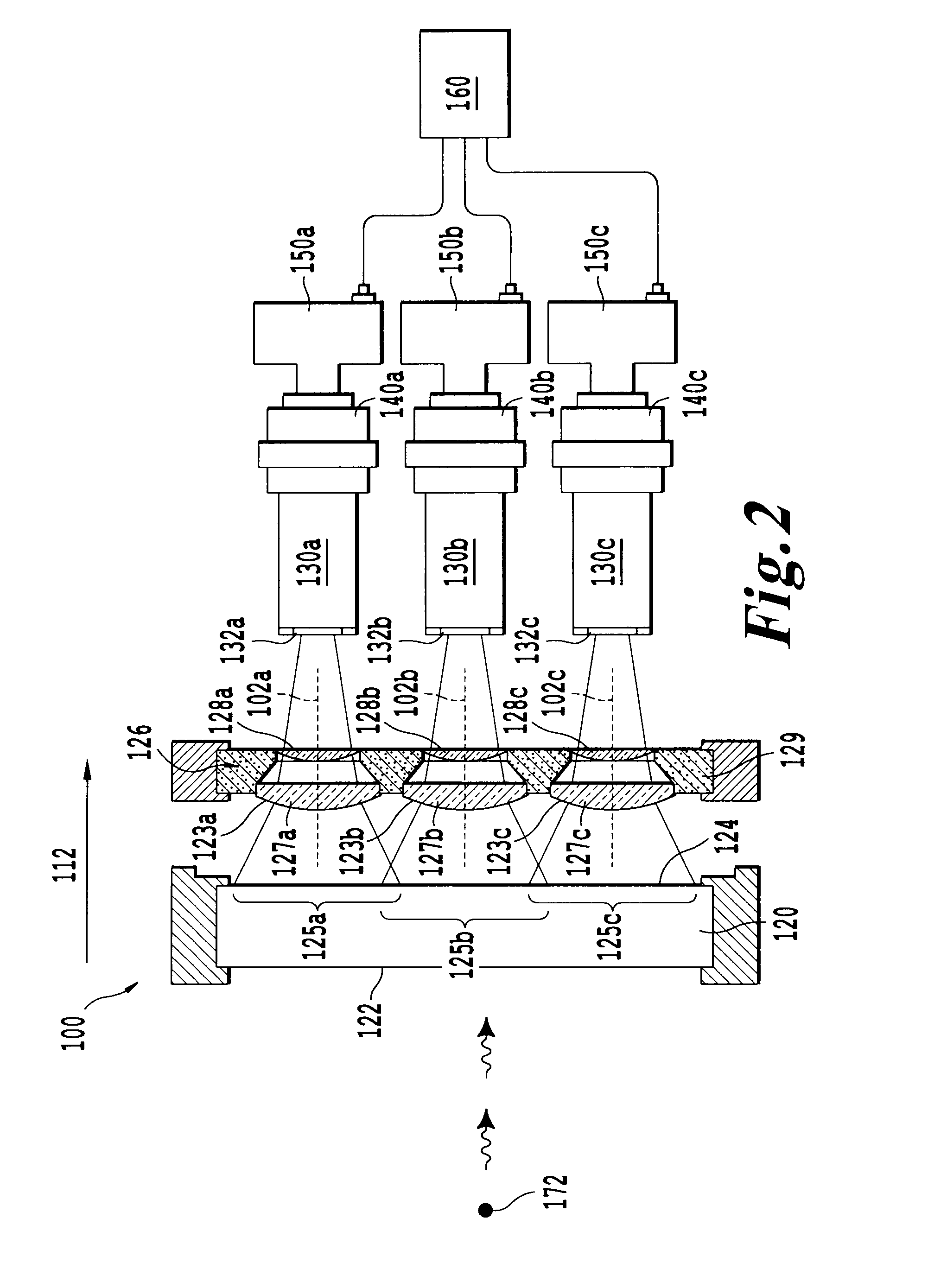 X-ray detector including scintillator, a lens array, and an image intensifier