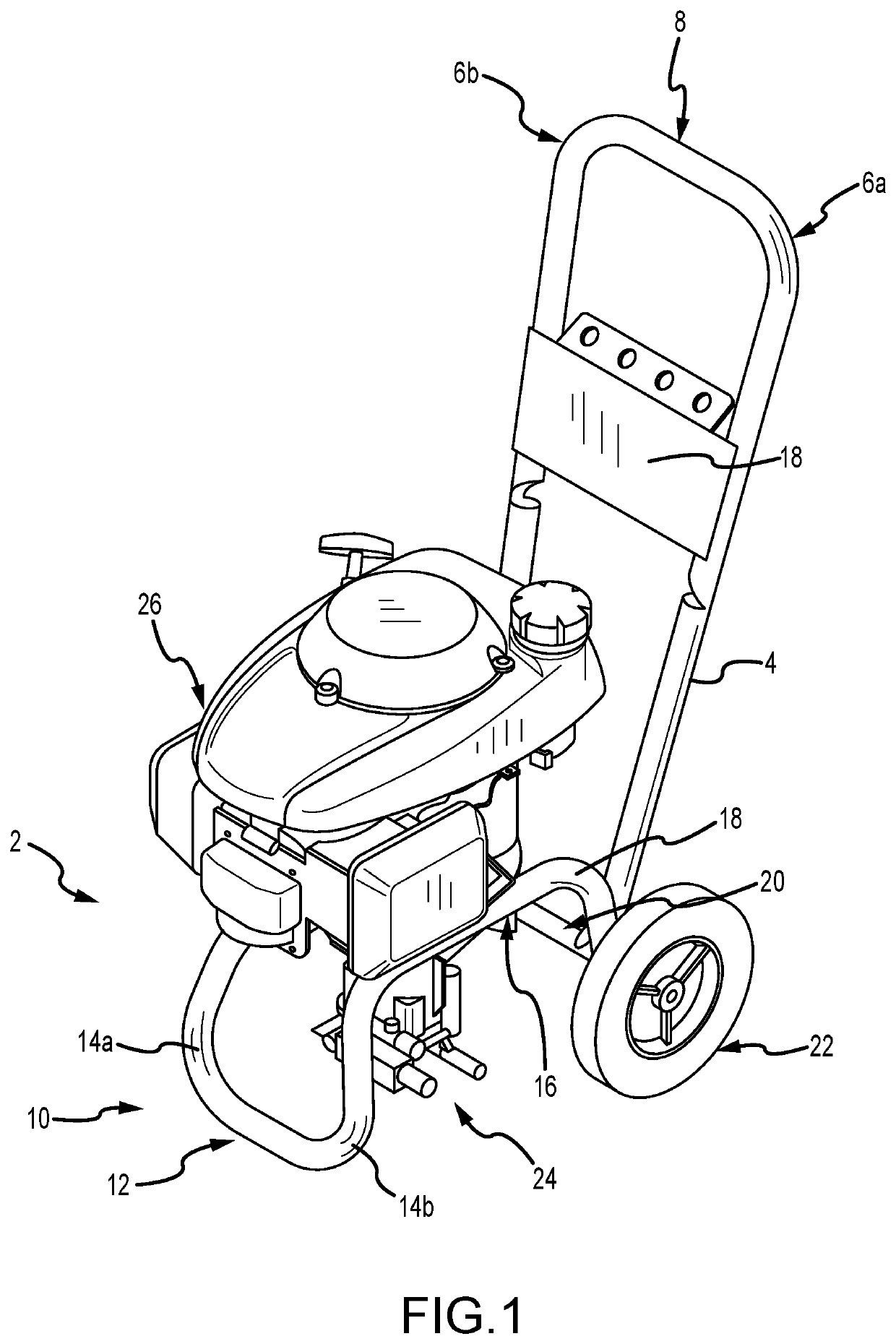 Pressure washer having a tubular frame member