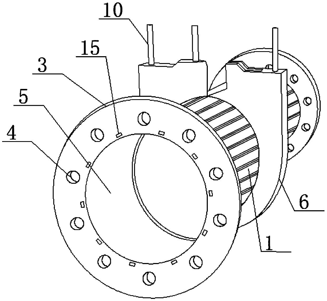 A plastic frame structure with pins for an inductance coil