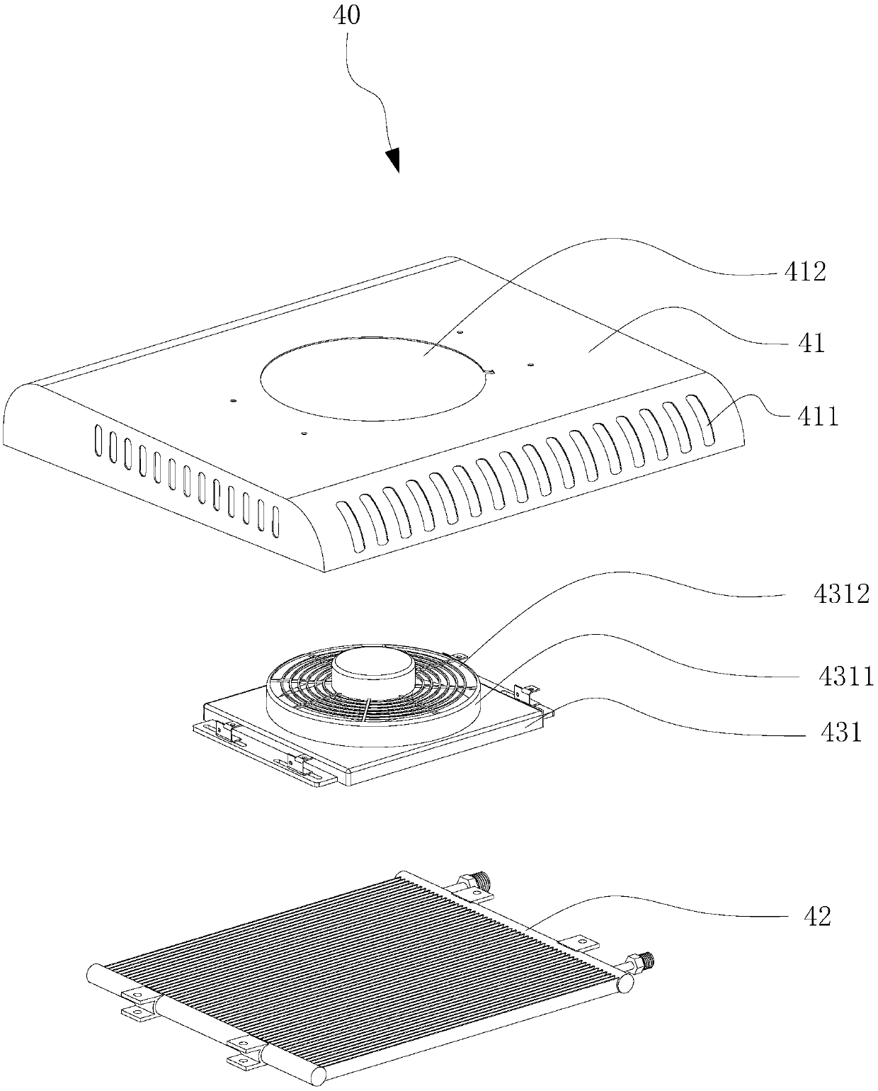 Vehicle air conditioning system with overhead condenser