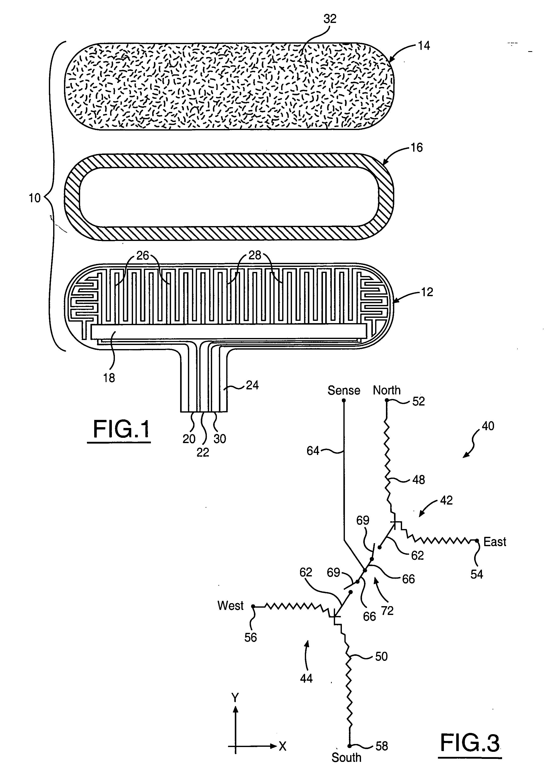 Touch input device having interleaved scroll sensors