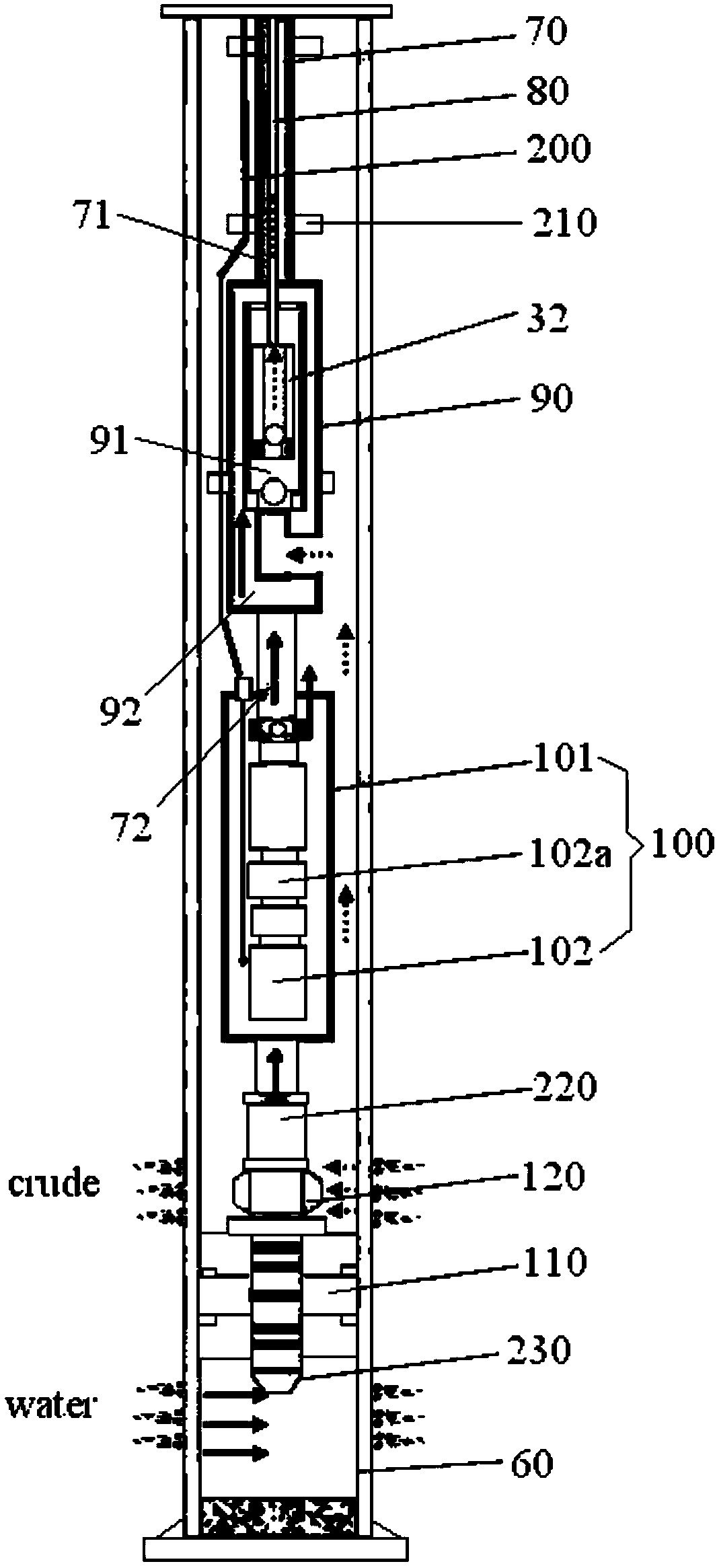 Oil-water separate mining pipe column and oil-water separate mining method