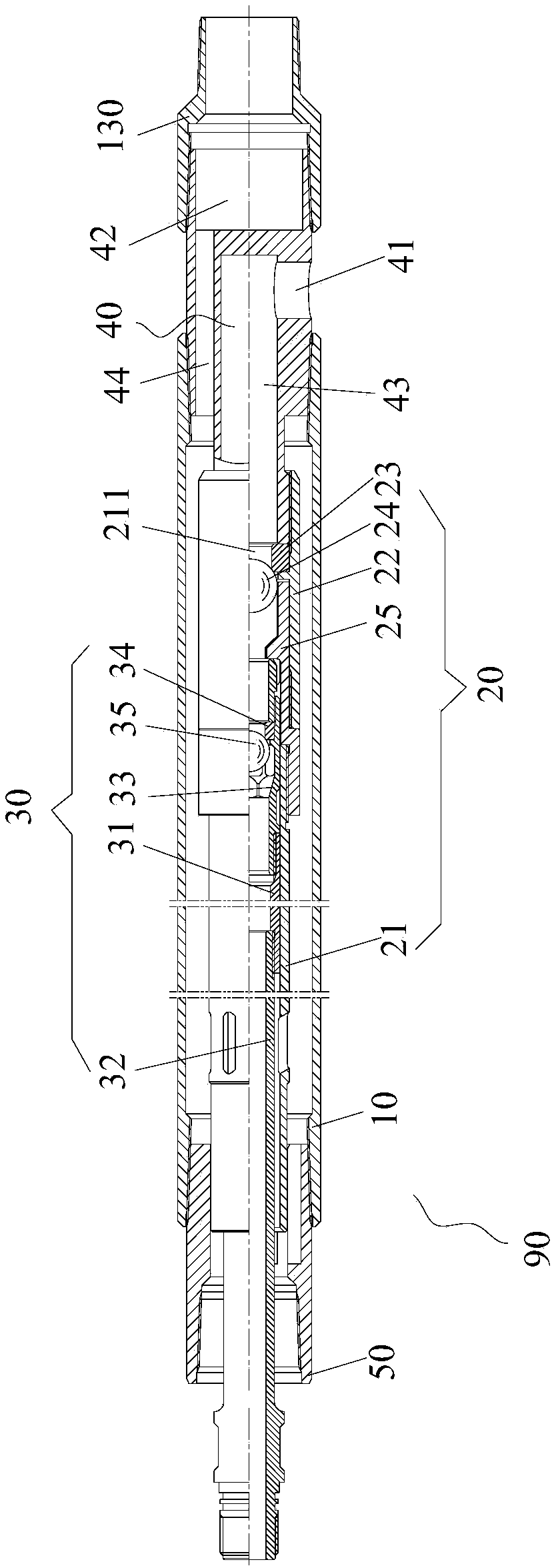 Oil-water separate mining pipe column and oil-water separate mining method