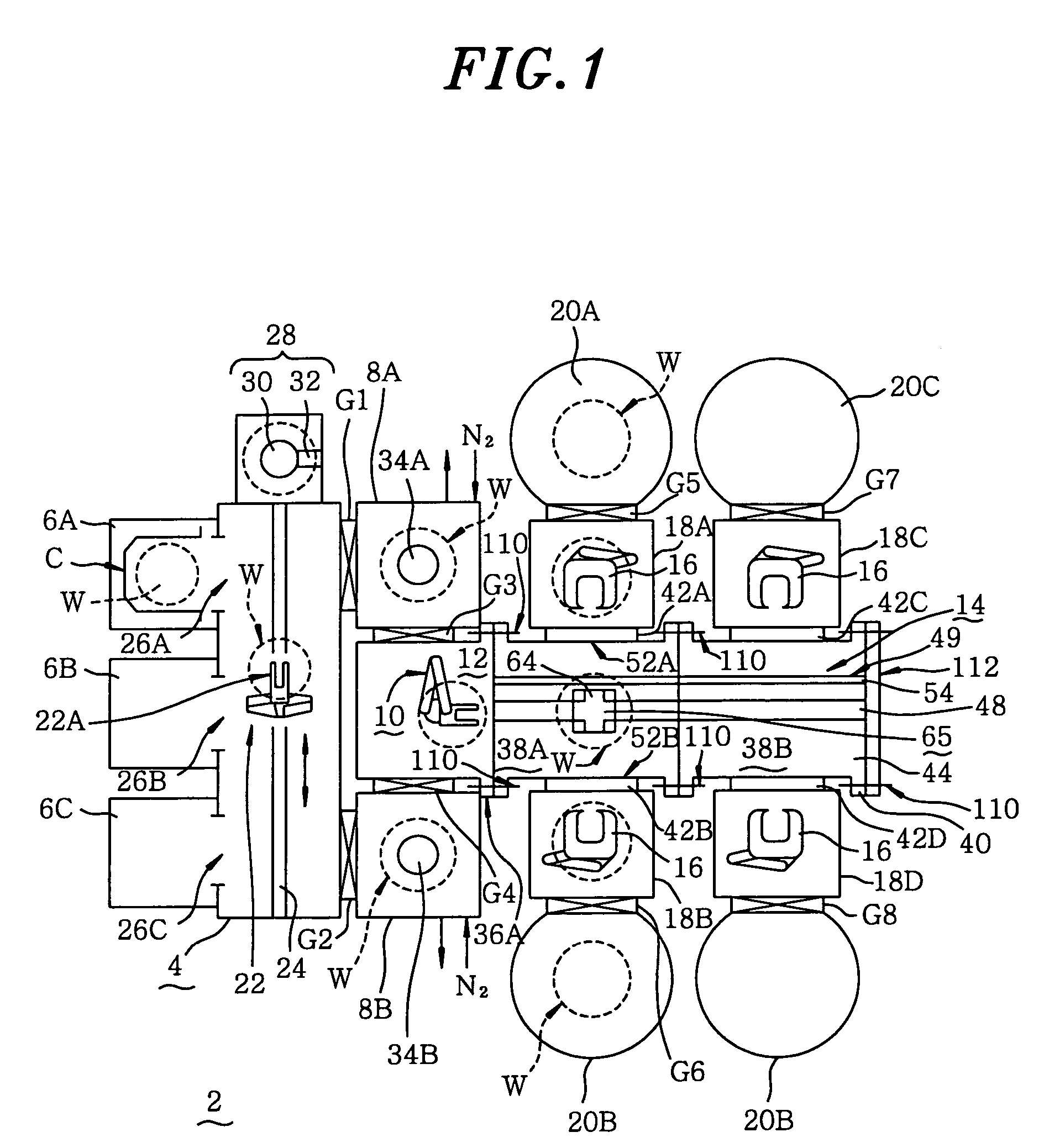 Processed body carrying device, and processing system with carrying device