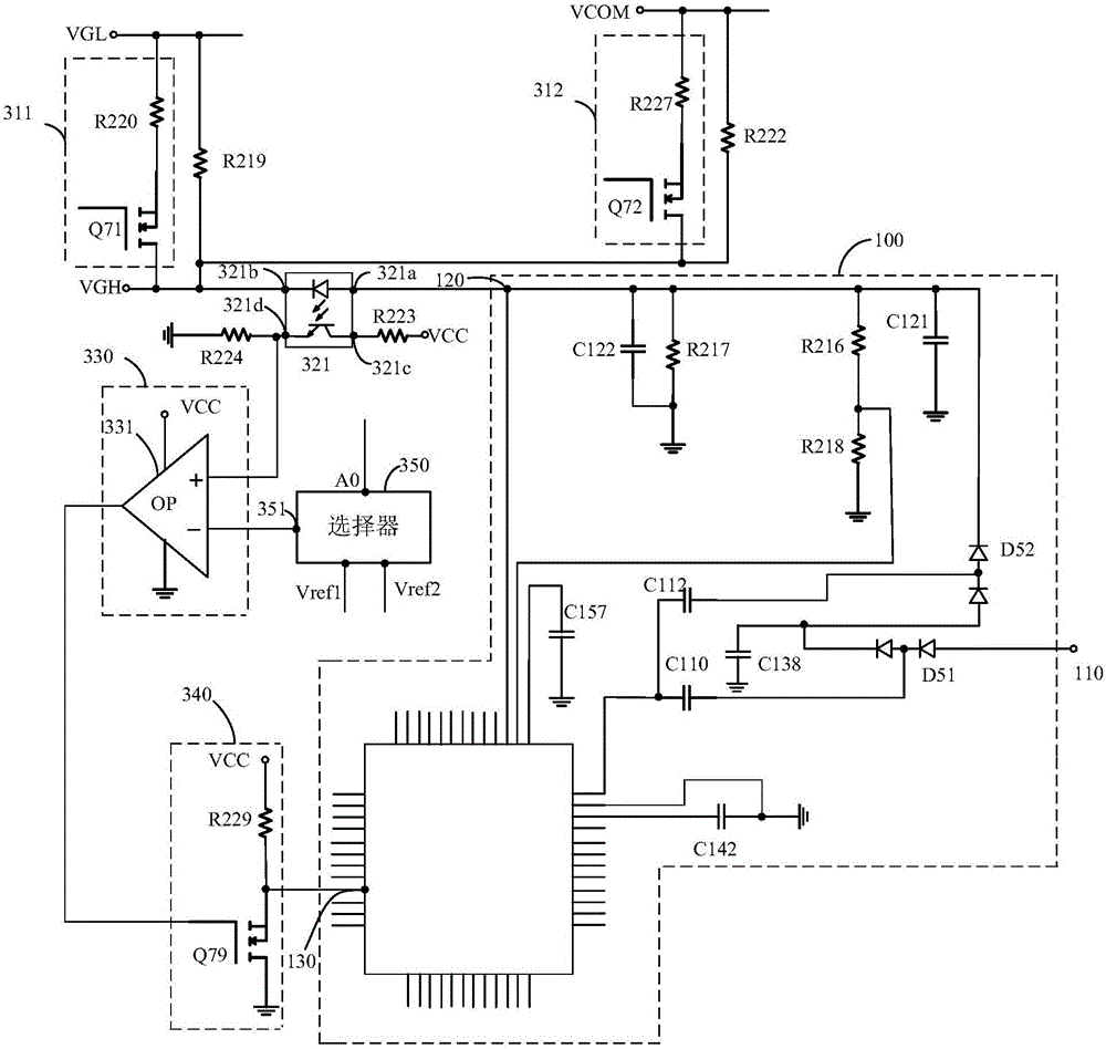 Direct-current voltage switching circuit and liquid crystal display device