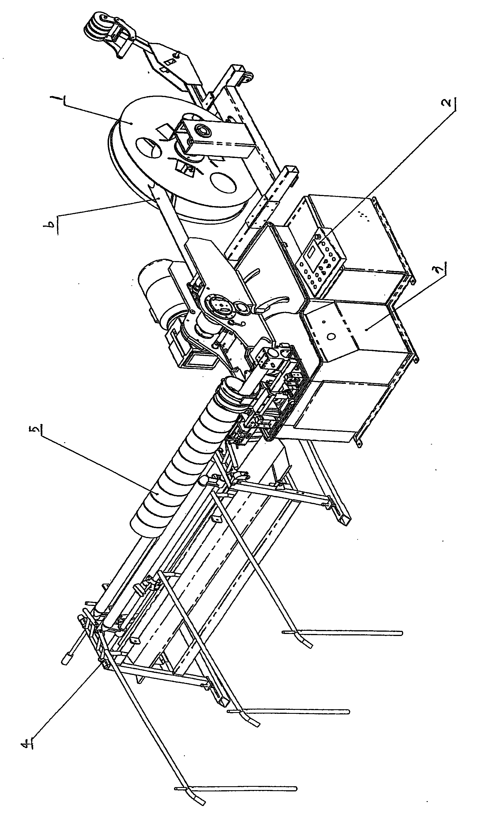 Helical air duct forming machine with main machine capable of synchronously cutting without halt