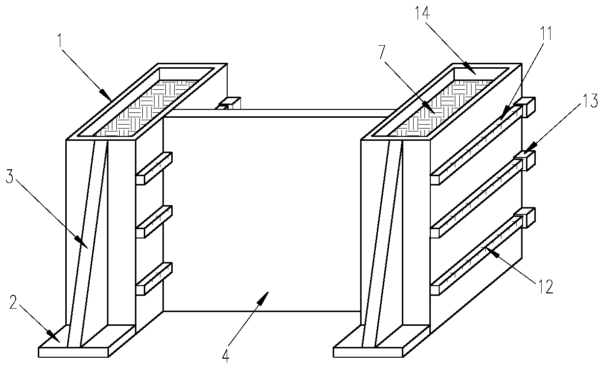 Stepless yielding fabricated retaining wall supporting system and construction method