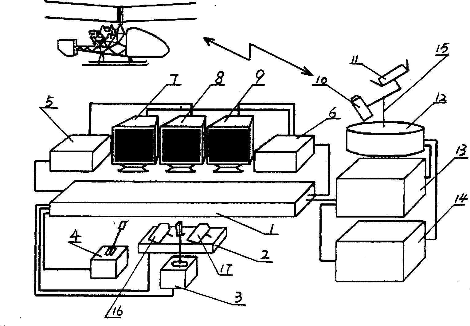 Ground manipulating and monitor deivce for coaxial dual-rotor robot helicopter