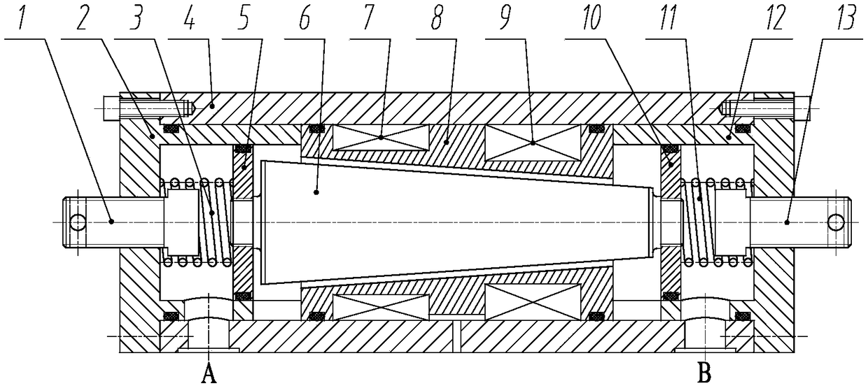 Dual-coil magneto-rheological valve with damping gap being automatically adjusted in liquid flow direction