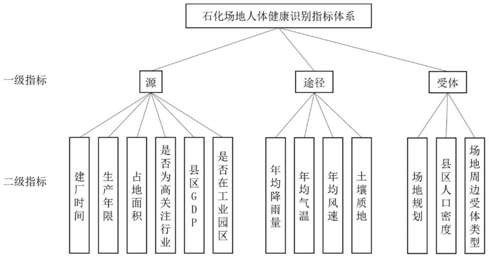 Petrochemical site human health risk identification method based on index system and XGBoost