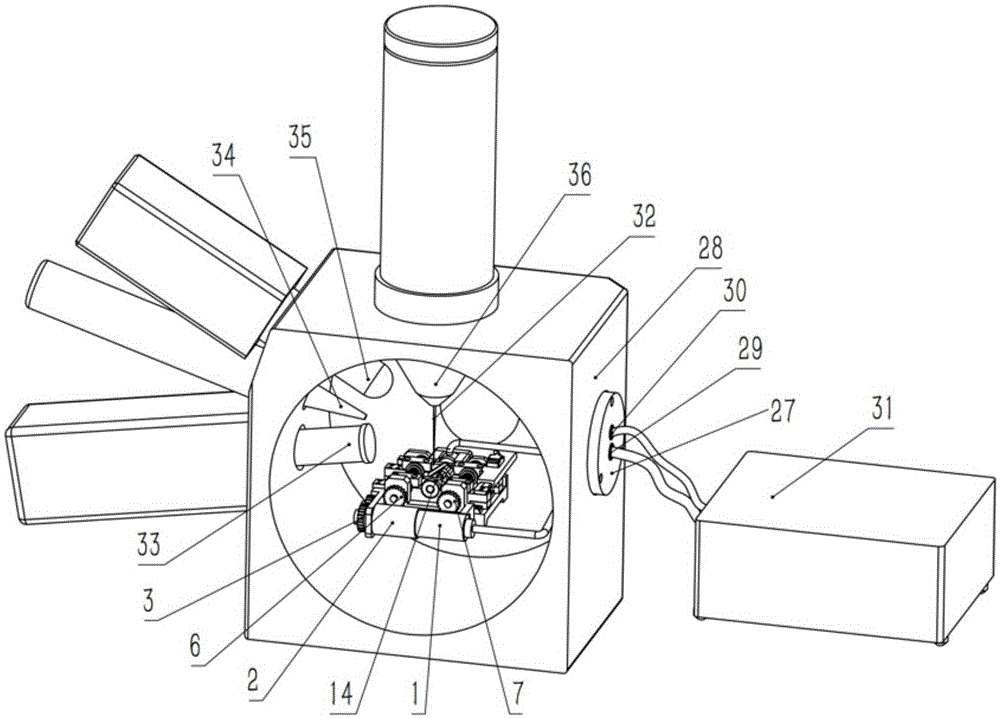 Apparatus for achieving in-situ micromechanics, microstructure and component integrated research in scanning electron microscope