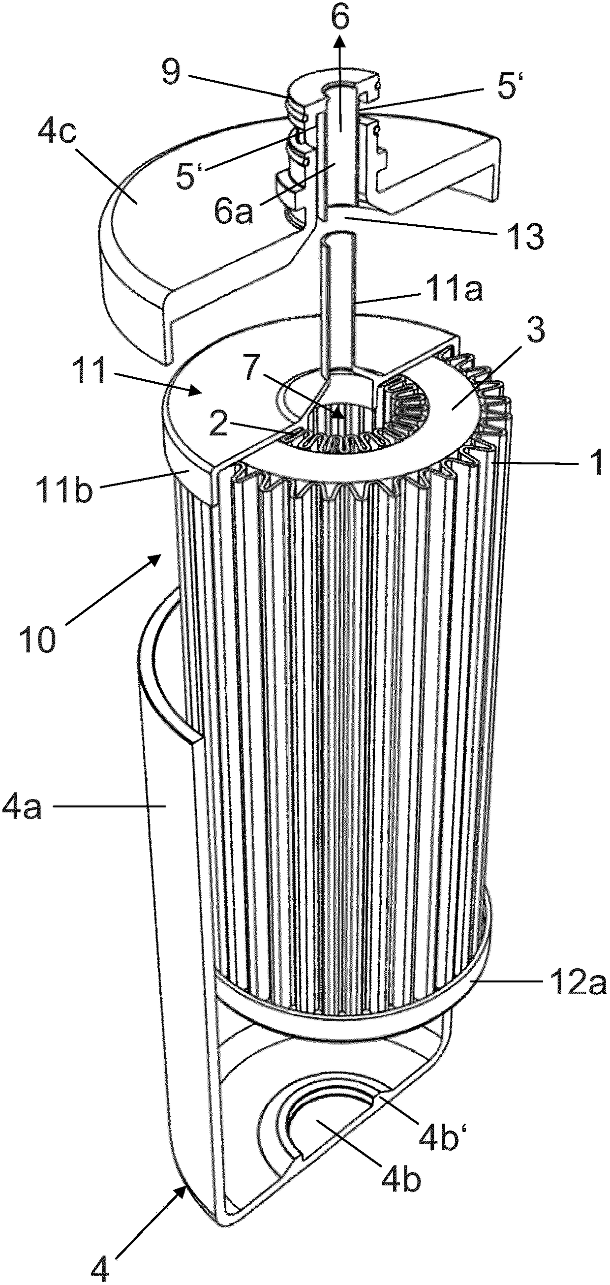 Cartridge for purification of water by electroactive adsorber material (Zeta potential)