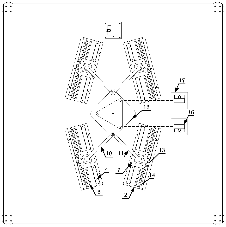 Planar parallel mechanism device driven by double five-bar mechanisms, and control method thereof