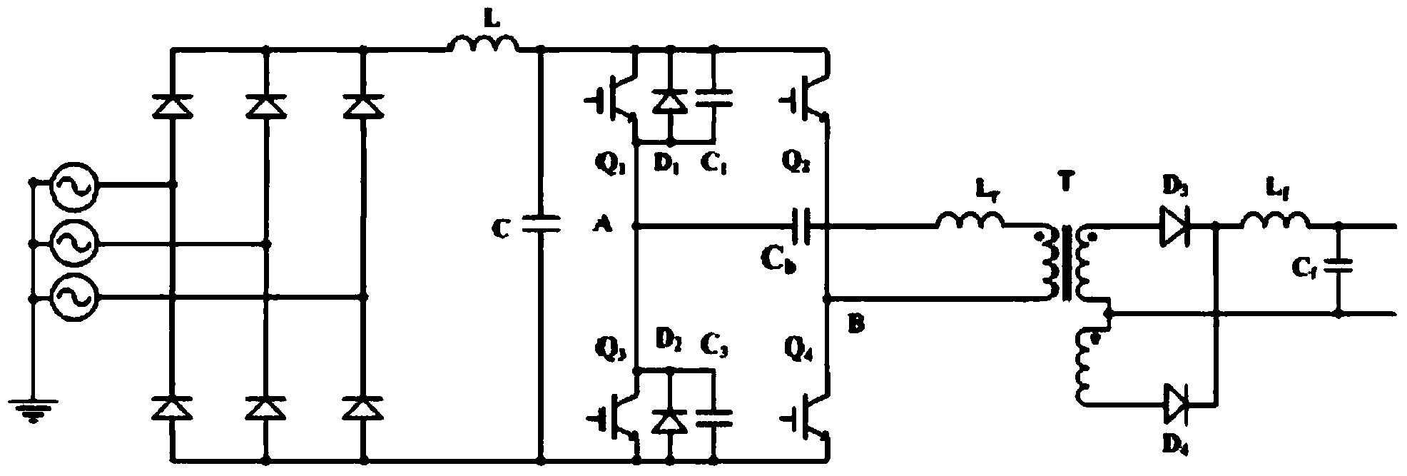 Inverter type electric arc spraying power source based on phase-shifted full-bridge