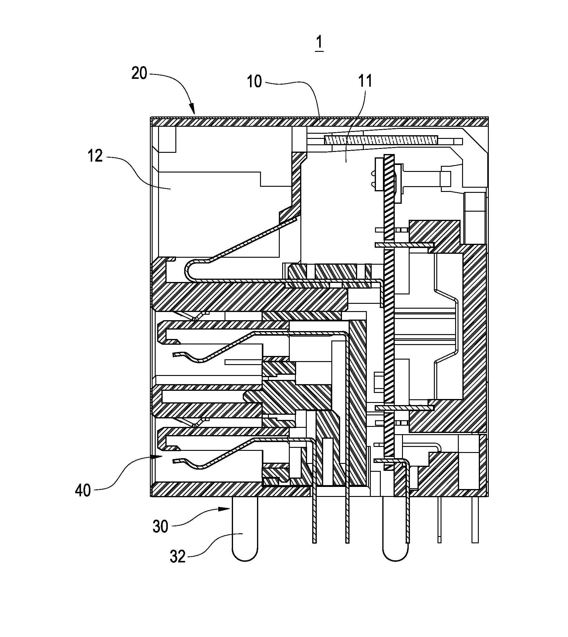 Connector with thin film shielding structure