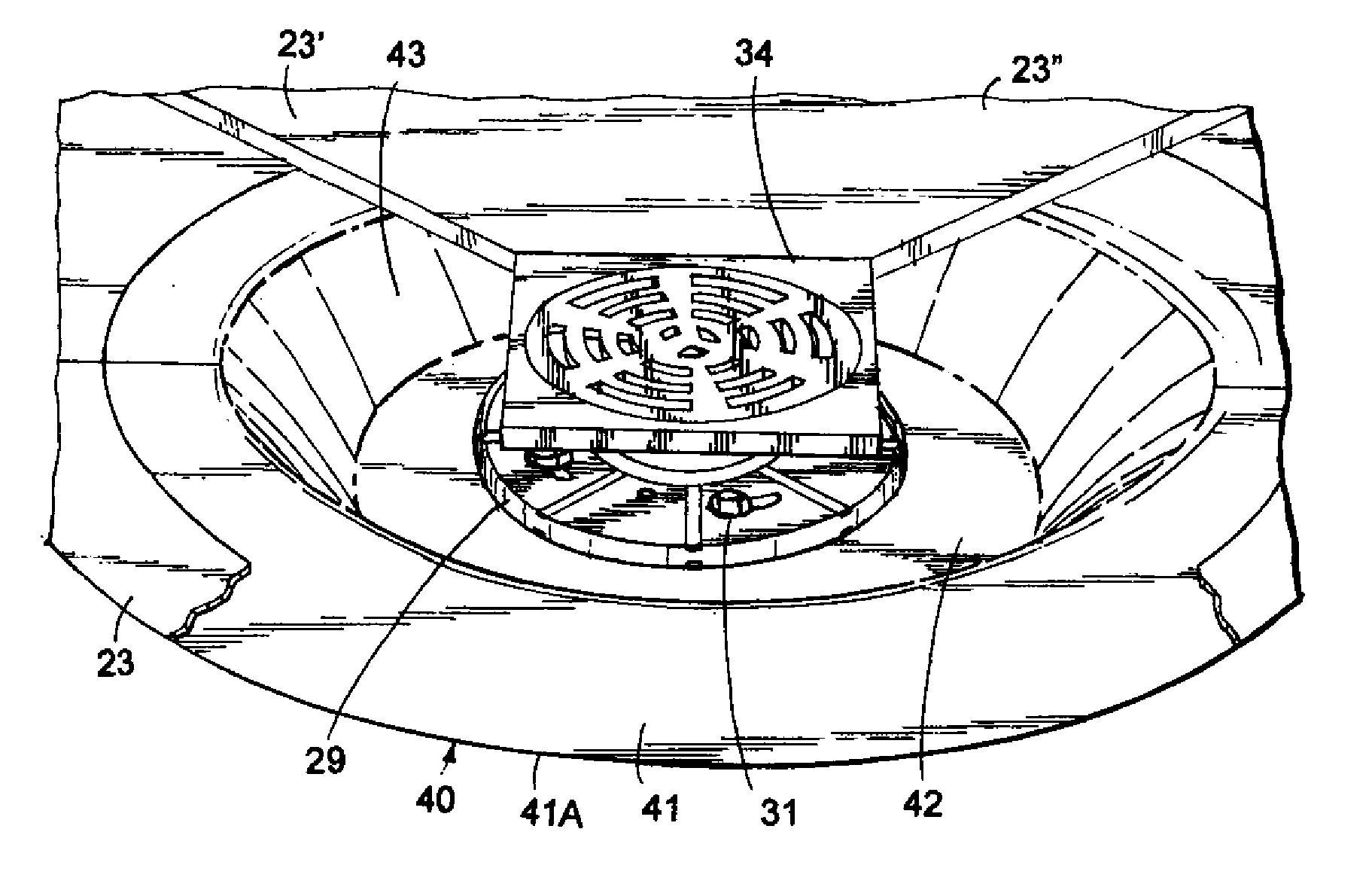 Method using customized floor drain flasher adapter membranes