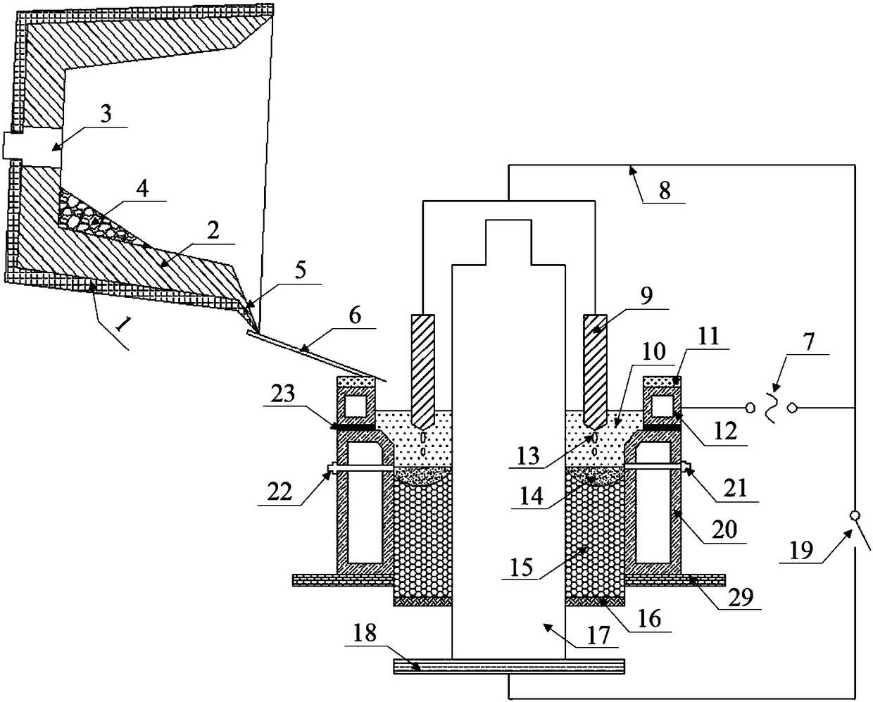 Device and method for preparing bimetallic compounding roll by electric slag remelting method