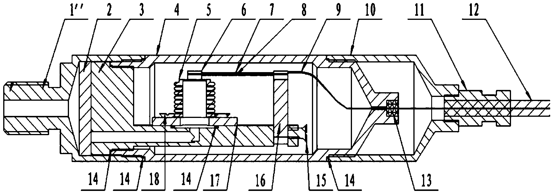 Fiber bragg grating pressure sensor capable of achieving positive and negative pressure monitoring and testing method