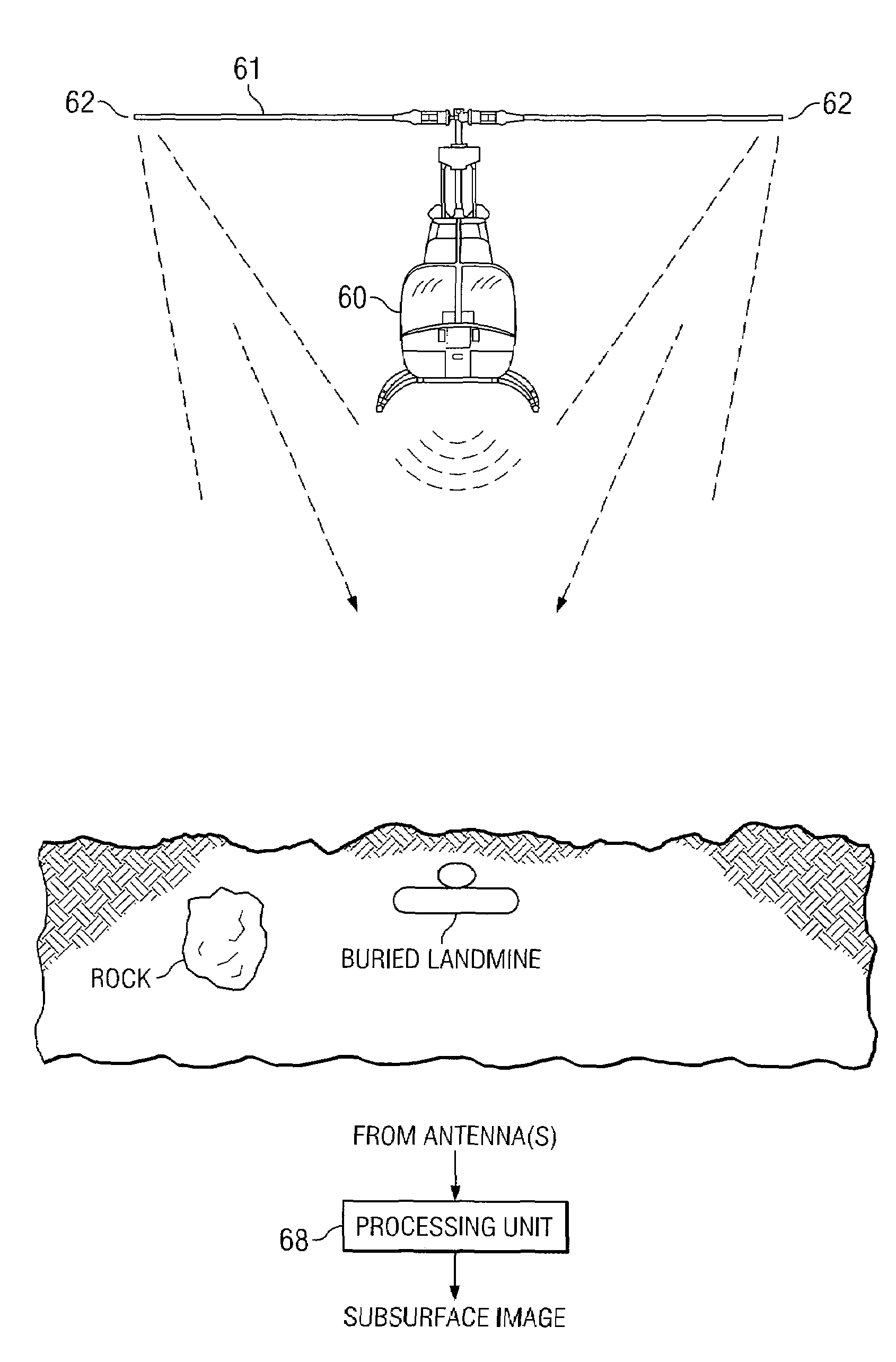 Signal processing methods for ground penetrating radar from elevated platforms